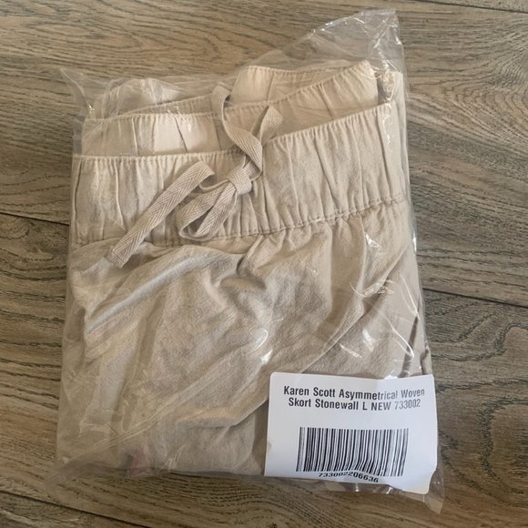 NWT‎ KAREN SCOTT ASYMMETRICAL WOVEN SKORT COLOR STONEWALL (BEIGE) LARGE - Picture 2 of 4